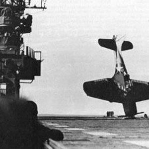 A Douglas Dauntless makes a non-standard landing.