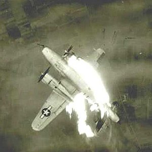 B-26 in flames