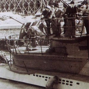 U-boat leaving harbour