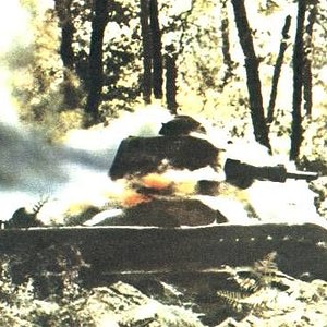 French tank on fire, 1940