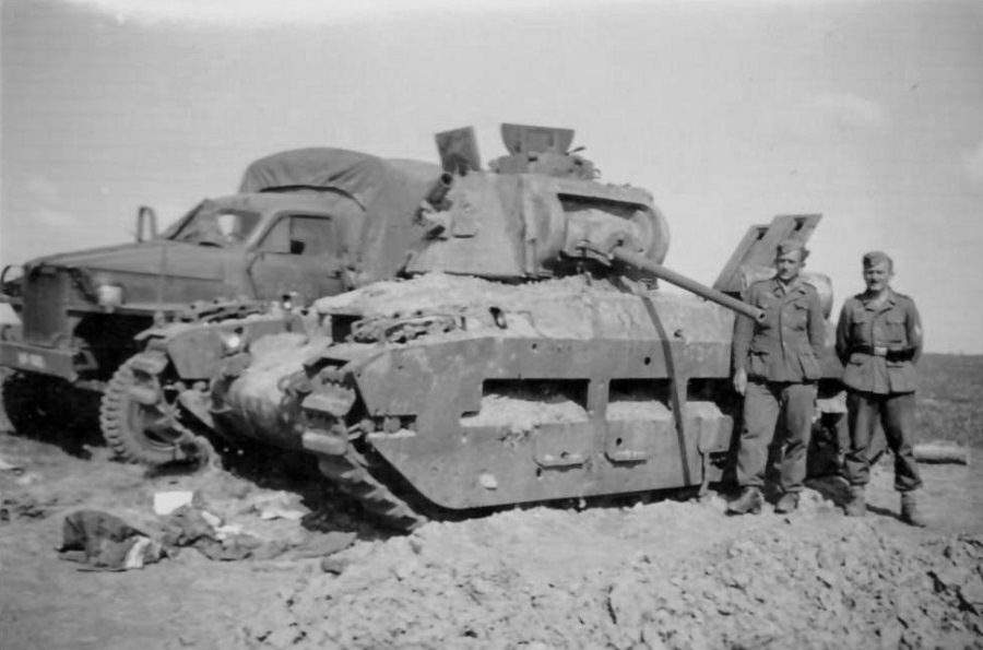 A-12 Matilda II , a Lend -Lease tank destroyed on the Eastern Front , 1941