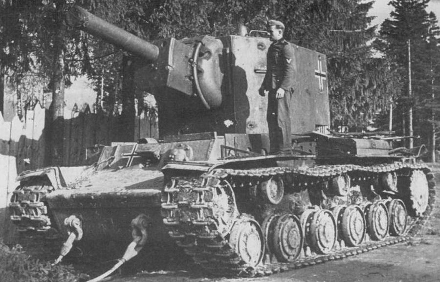 A captured KV-2 heavy tank used by Germans