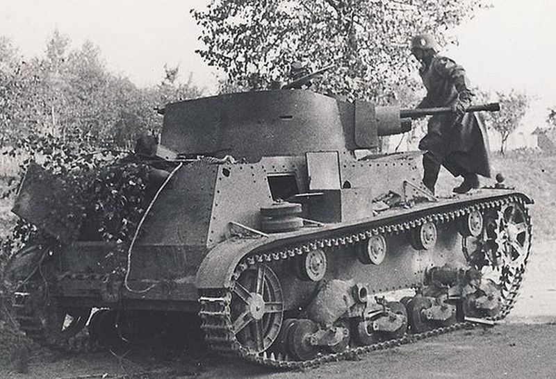 A captured Polish 7TP light tank,  1939