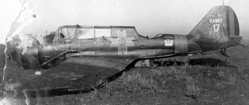 A crashed PZL 23 Karaś, No.17, Romanian AF