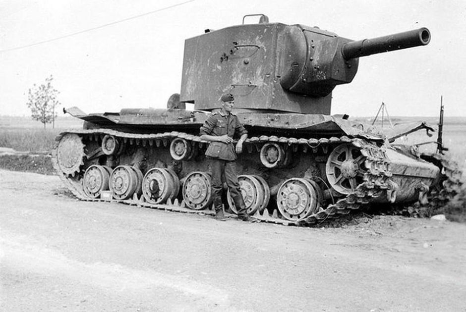 A damaged KV-2 heavy tank, 1941