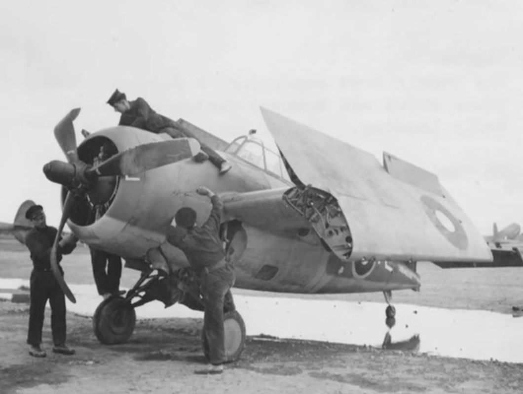 A  damaged  Martlet Mk.II of the FAA