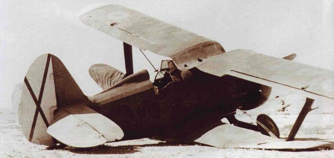 A damaged Polikarpov I-15, Spain