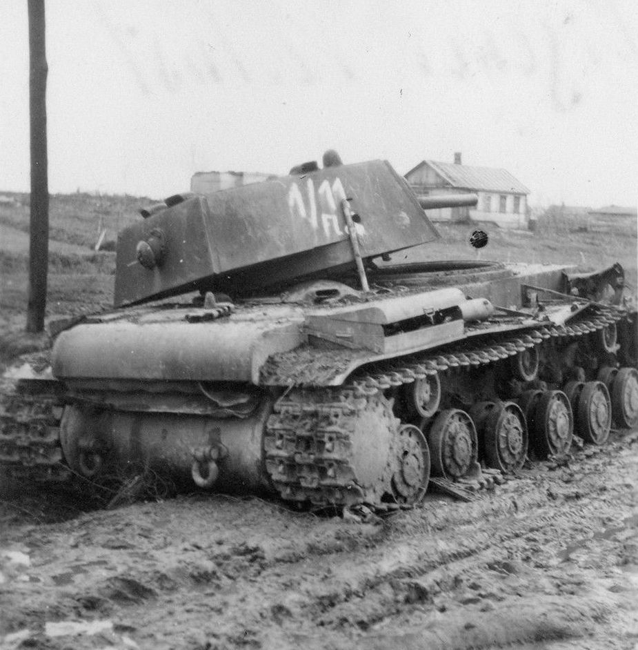 A destroyed KV-1 heavy tank near Orel, Winter 1941 (1)