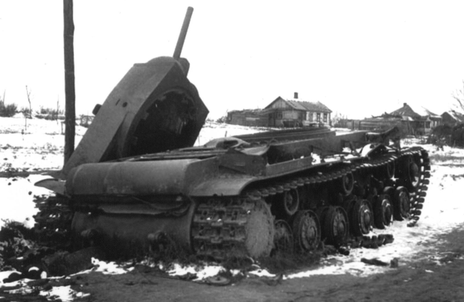 A destroyed KV-1 heavy tank  near  Orel,  Winter 1941 (2)