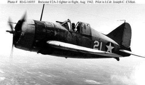 A F2A-3 on patrol in August of 1942