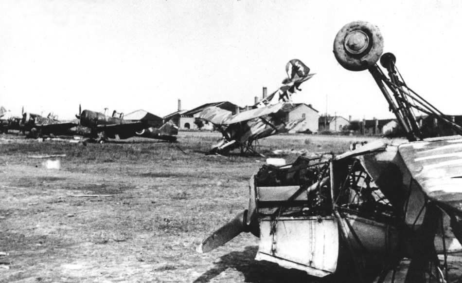 A Japanes airfield at Manchuria after the Russian attack.