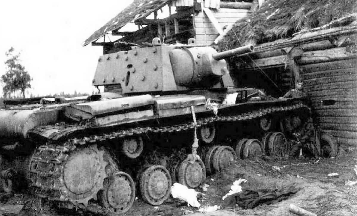A knocked out KV-1 heavy tank