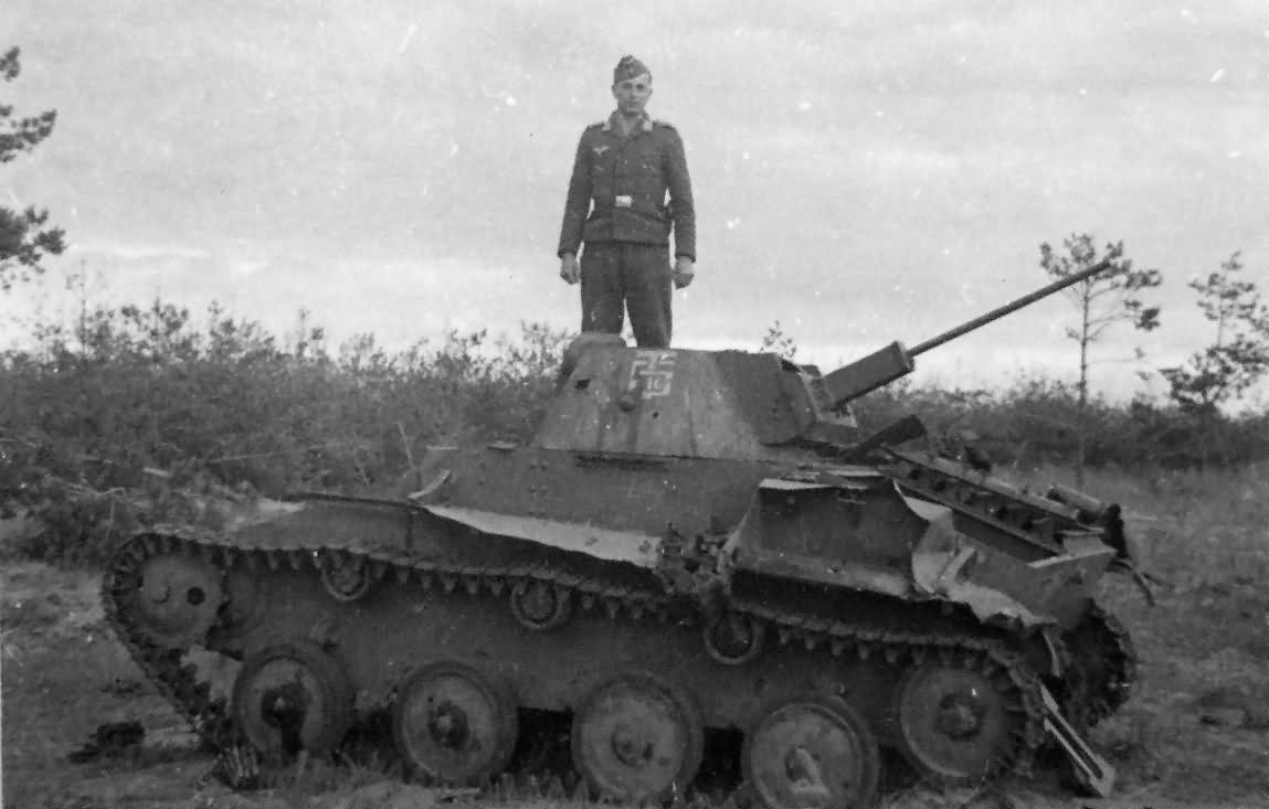 A knocked out T-60 soviet light  tank