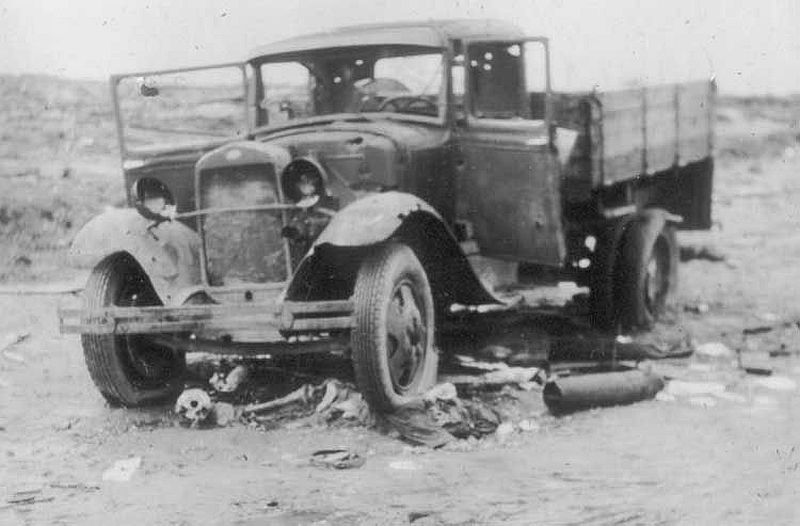 A soviet damaged GAZ AA truck , 1941/42