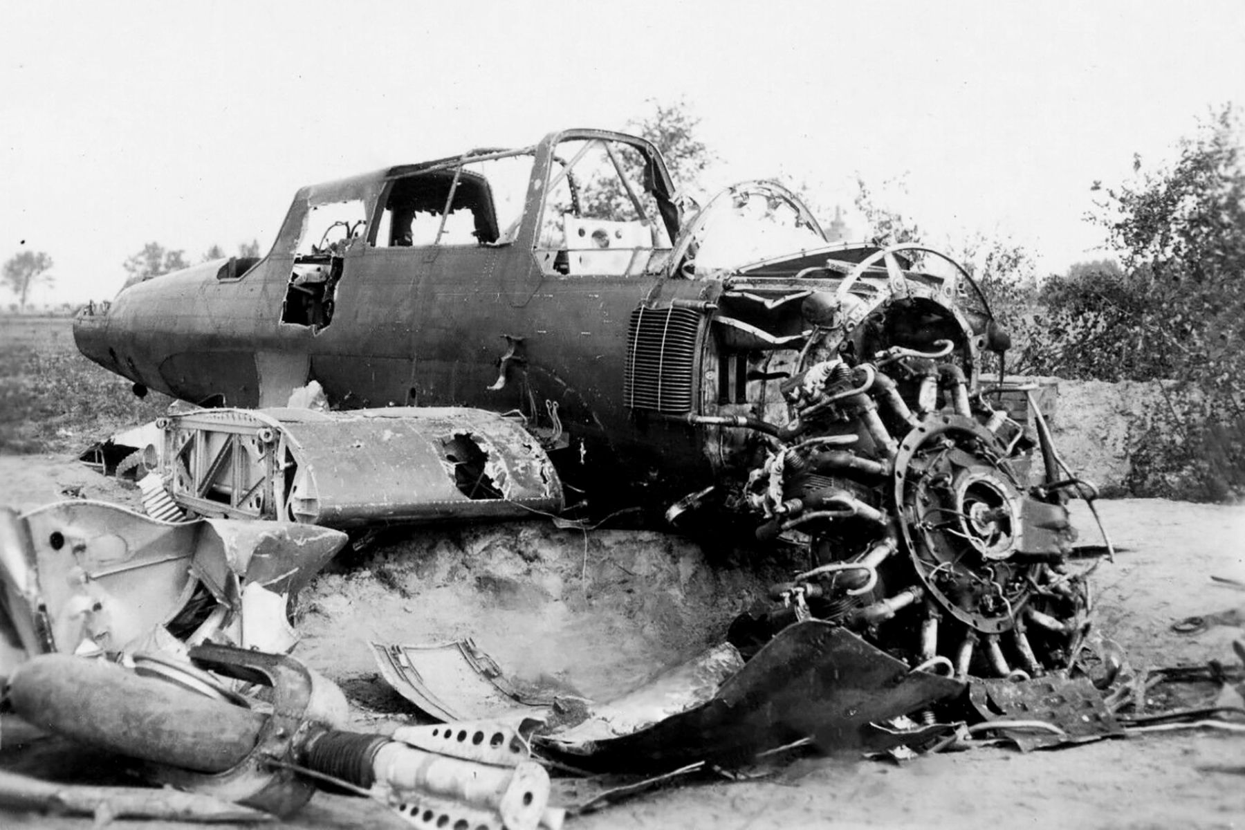A wreckage of a PZL .23 Karaś, Poland, 1939