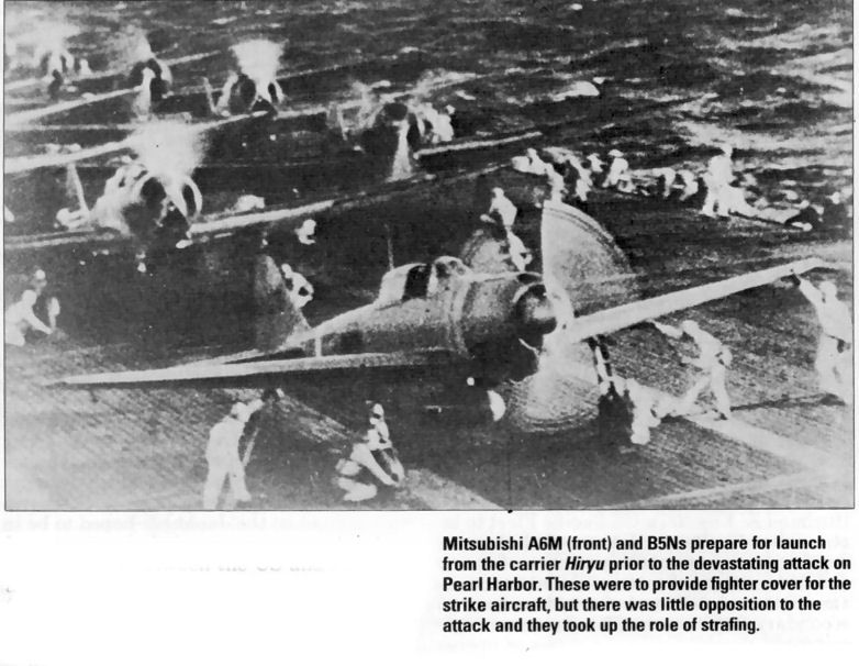 A6M + B5Ns taking off from Hiryu to attack pearl harbour