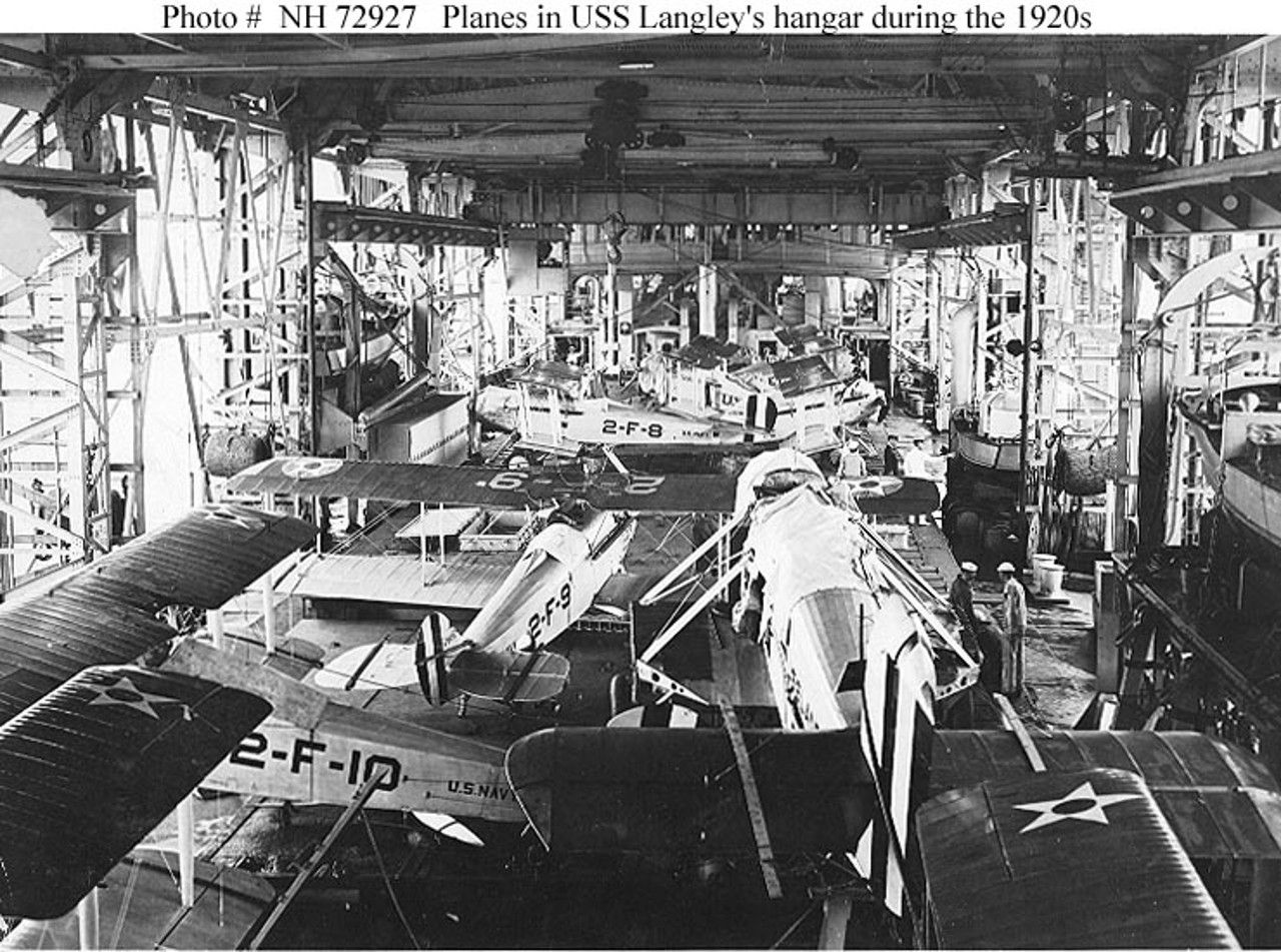 Aircraft in the ship's hangar
