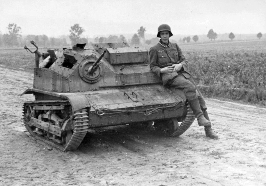 An abandoned Polish scout tankette TKS,  September 1939