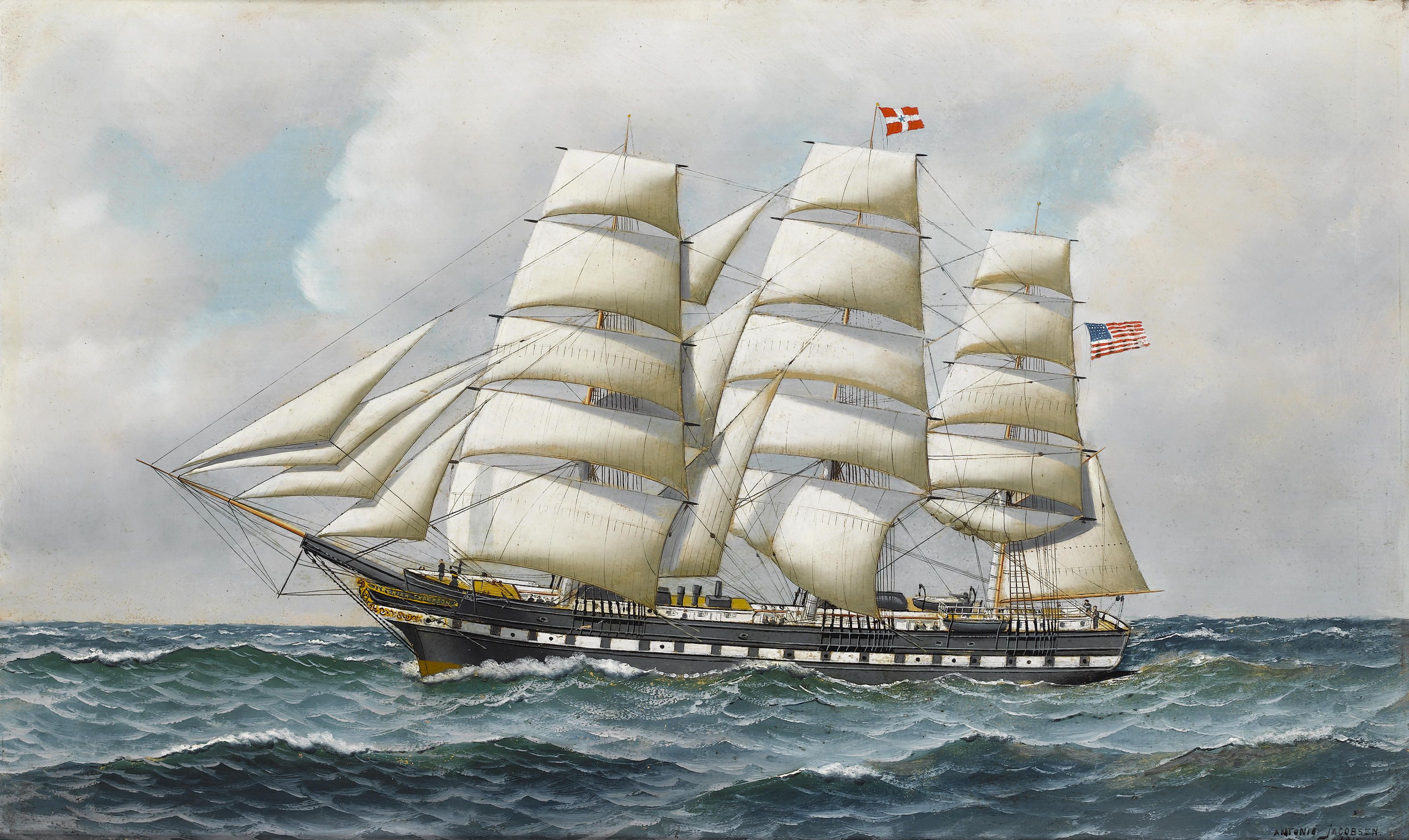 Antonio_Jacobsen_-_The_American_full-rigger_Jeremiah_Thompson_at_sea