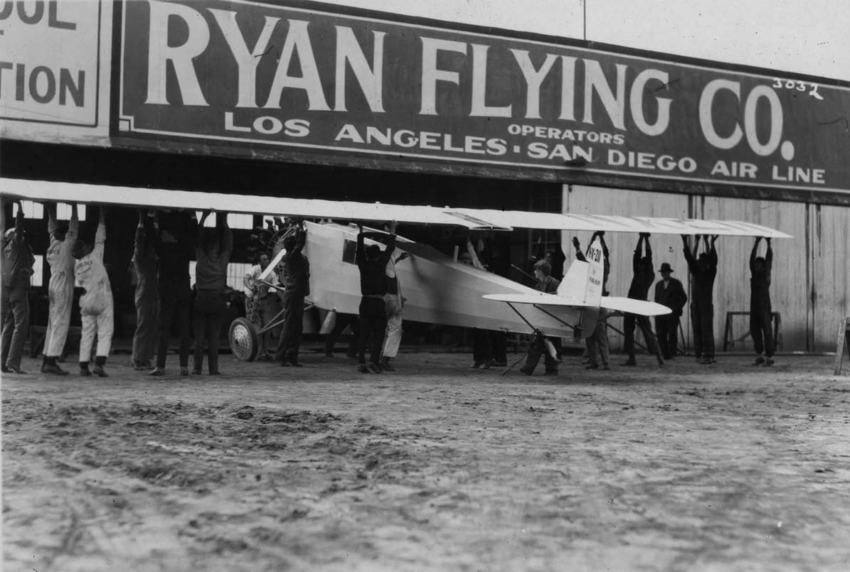 Attaching the wing to the Spirit of St. Louis-April 1927