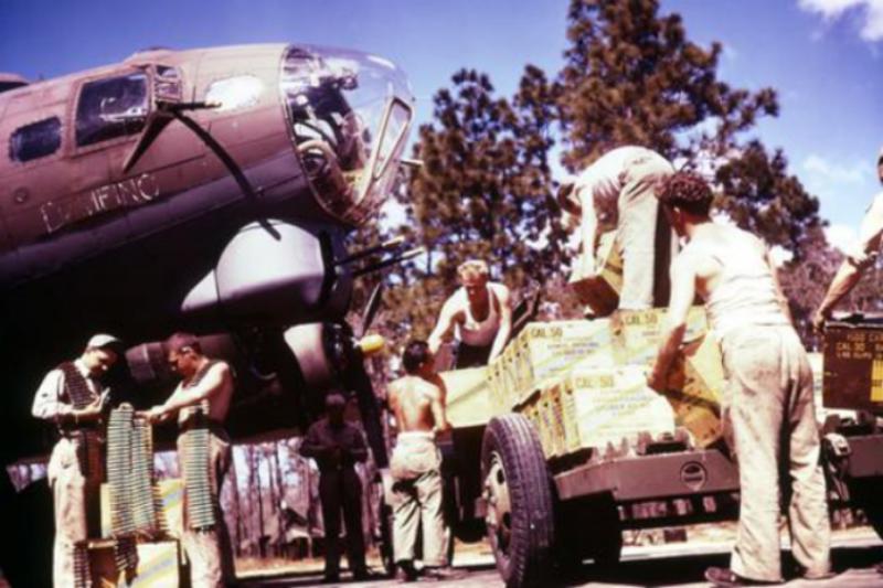B-17 being loaded with ammo