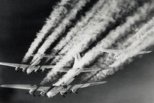 B-17 High-Altitude Contrails Over Germany