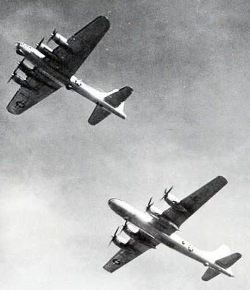 B-17 (top) and B-29