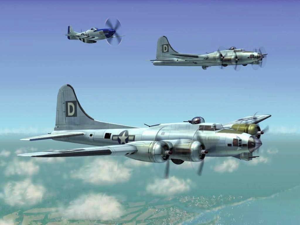 B-17s 100th BG  B-17 Square D  1024 x 768