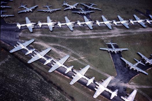 B-17s form 8th, AF on the ground to depart England for Germany