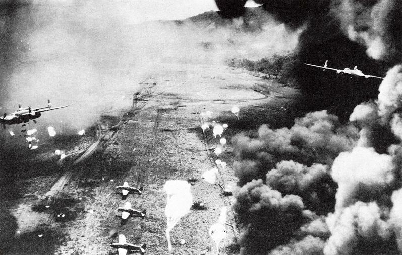 B-25 attacking japanese airbase