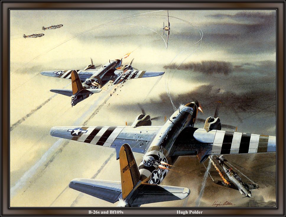 B-26s and Bf109s by Hugh Polder