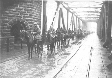 Battery A, 15th FA Regiment crossing the Rhine River