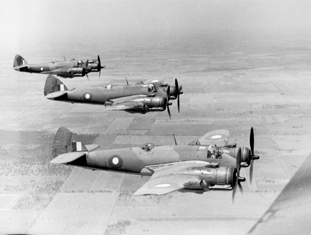 Beaufighters in flight from Australia