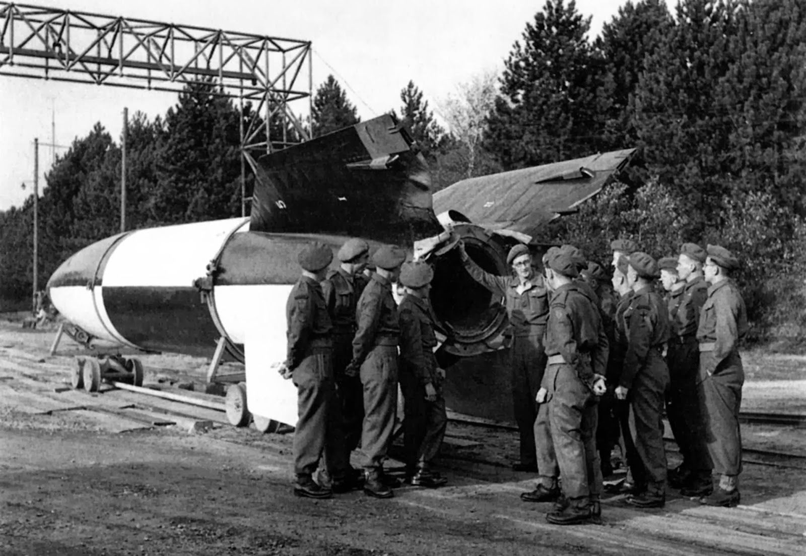 British Soldiers Examined German V2 Rocket