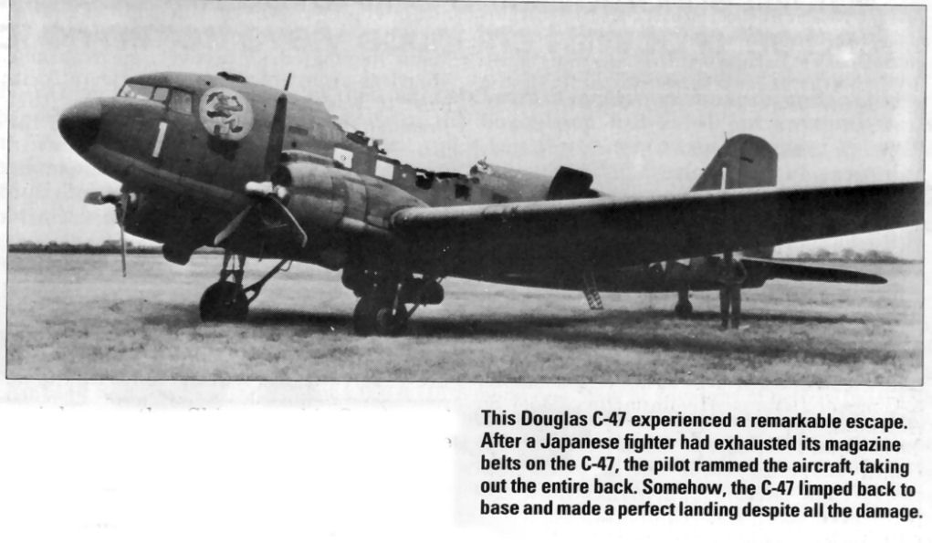 C47 Dakota after rammed by Japanese fighter