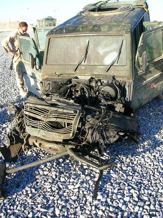 Canadian G-wagon after Roadside Bombing