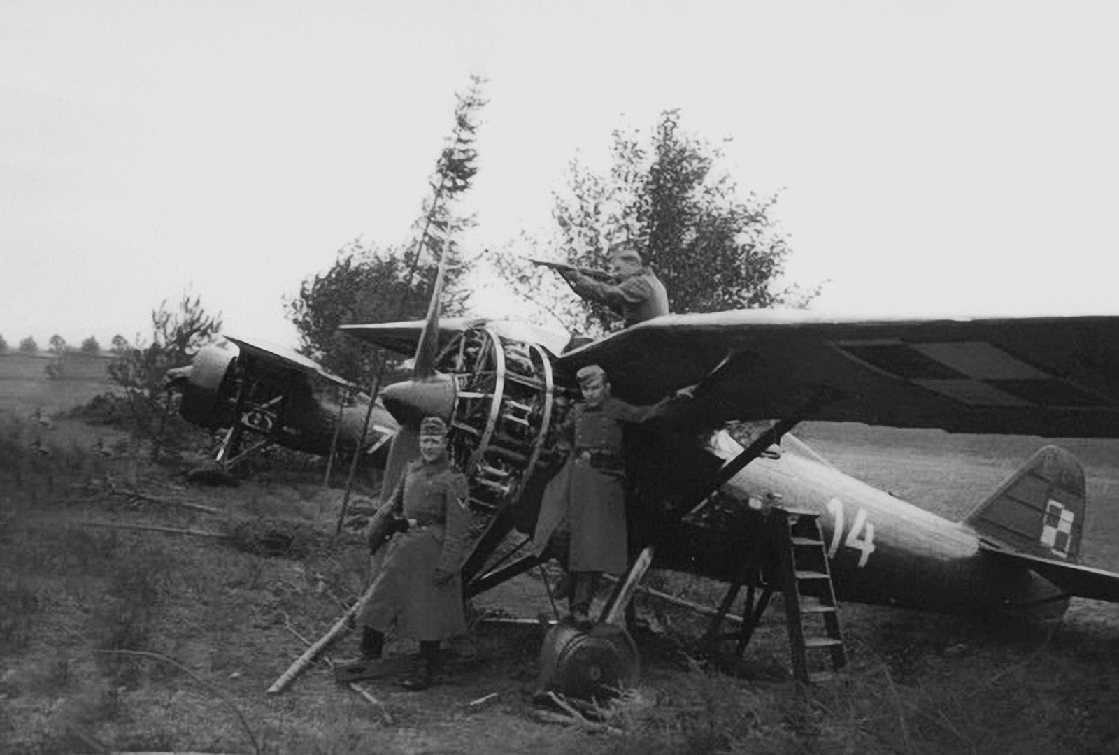 Captured PZL P.7a no 7 and 14 at Ułęż airfield, Poland 1939.