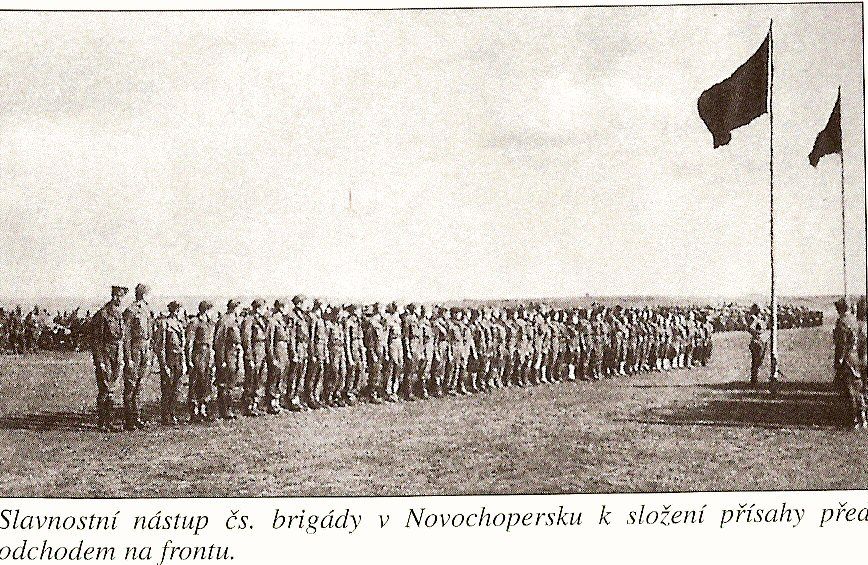 Czechoslovak brigade parade lining up before enetring the frontline