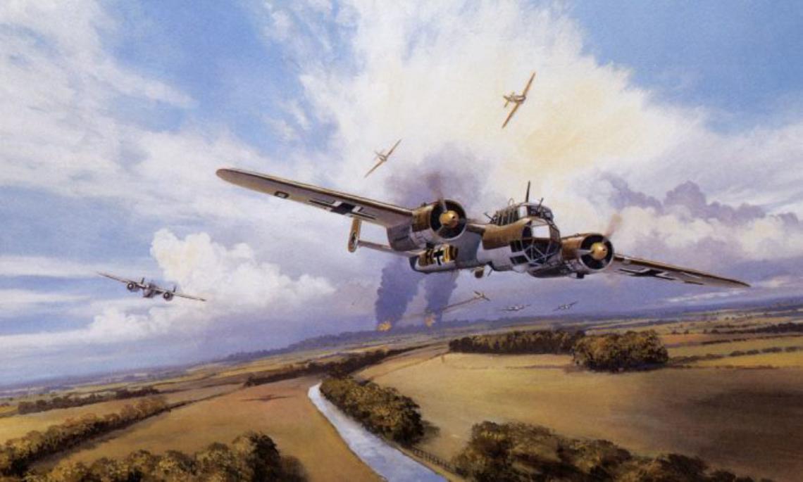 Dorniers over Kenley by unknown artist, Large!!