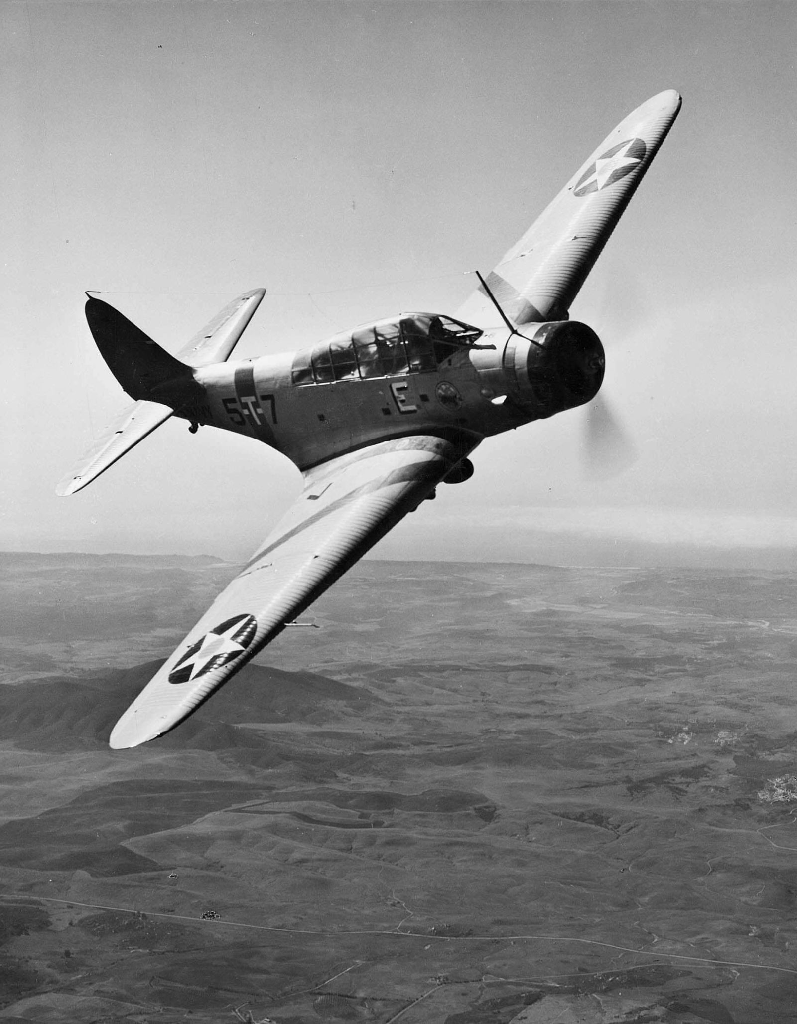 Douglas TBD-1 Devastator of the VT-5 in flight, 1939