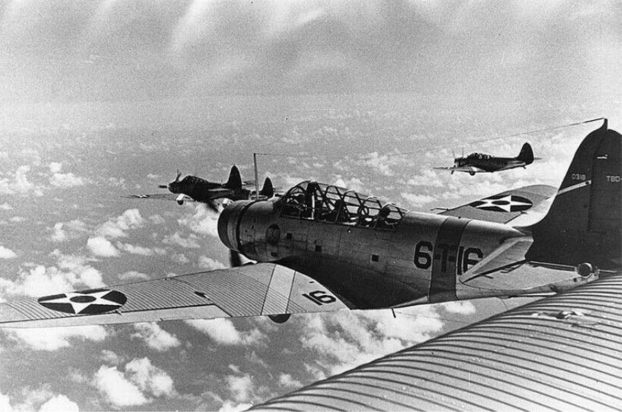 Douglas TBD-1 Devastators of the VT-6 squadron