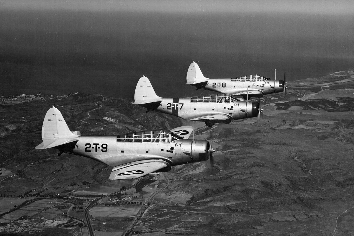 Douglas TBD-1 Devastators of VT-2 squadron , ca 1938/1939