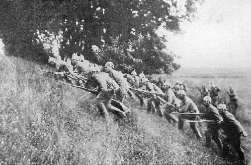 German infantry storming a hill in the Argonne