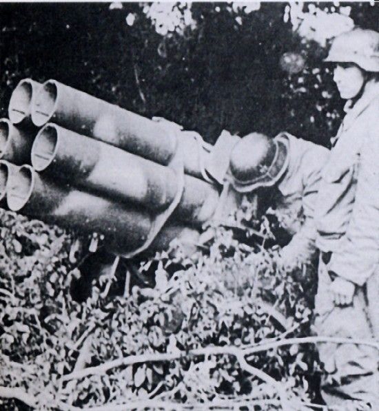 German multiple rocket launcher and crew