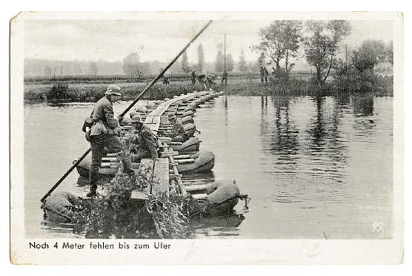 German Pioneers Building Pontoon Bridge