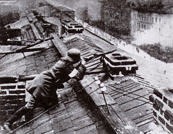 German soldier on house