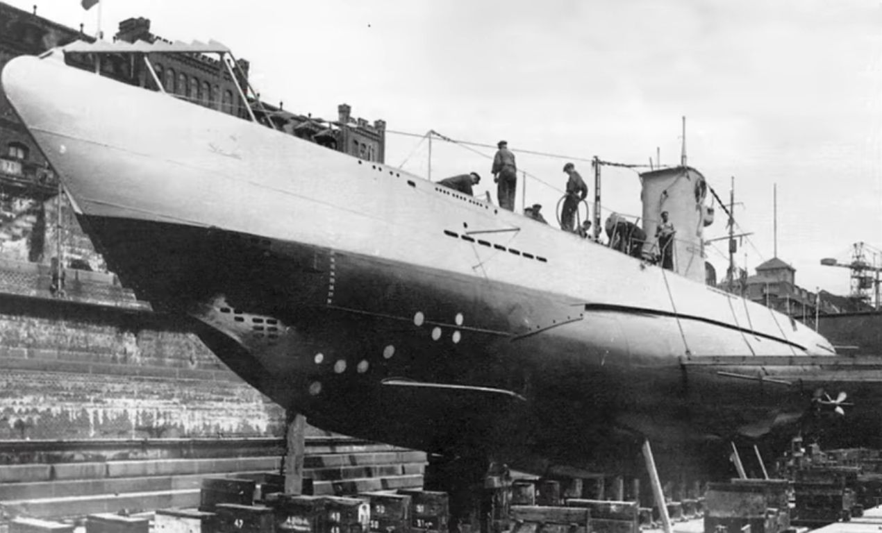 German uboot U-2 type IIA at a shipyard