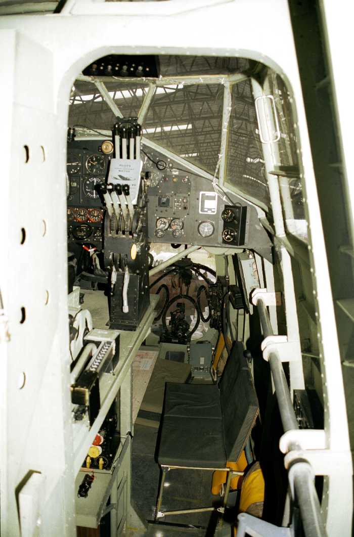 Handley Page Halifax cockpit view from passage.