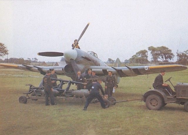 Hawker Typhoon being re-armed and fuelled