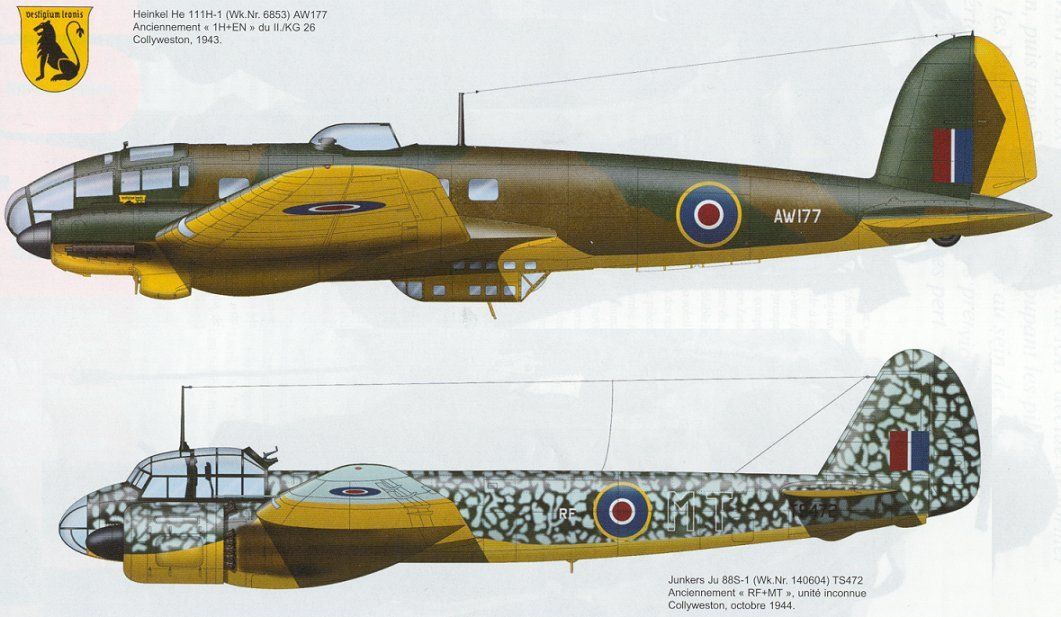 He 111 and Ju 88 Captured by RAF